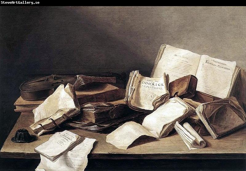 Jan Davidz de Heem Still life with books and a violin